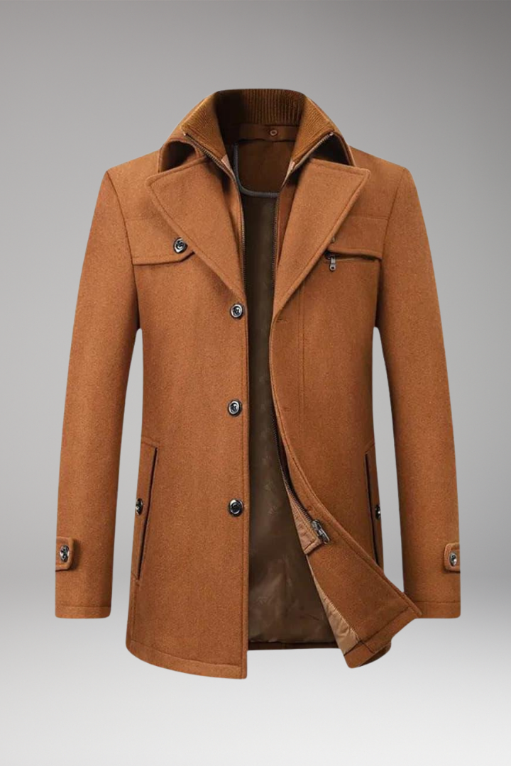 Men’s Coat with Button Closure and Side Pockets