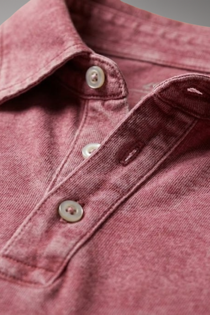 Men's Cotton Polo Shirt with Classic Collar and Button Placket