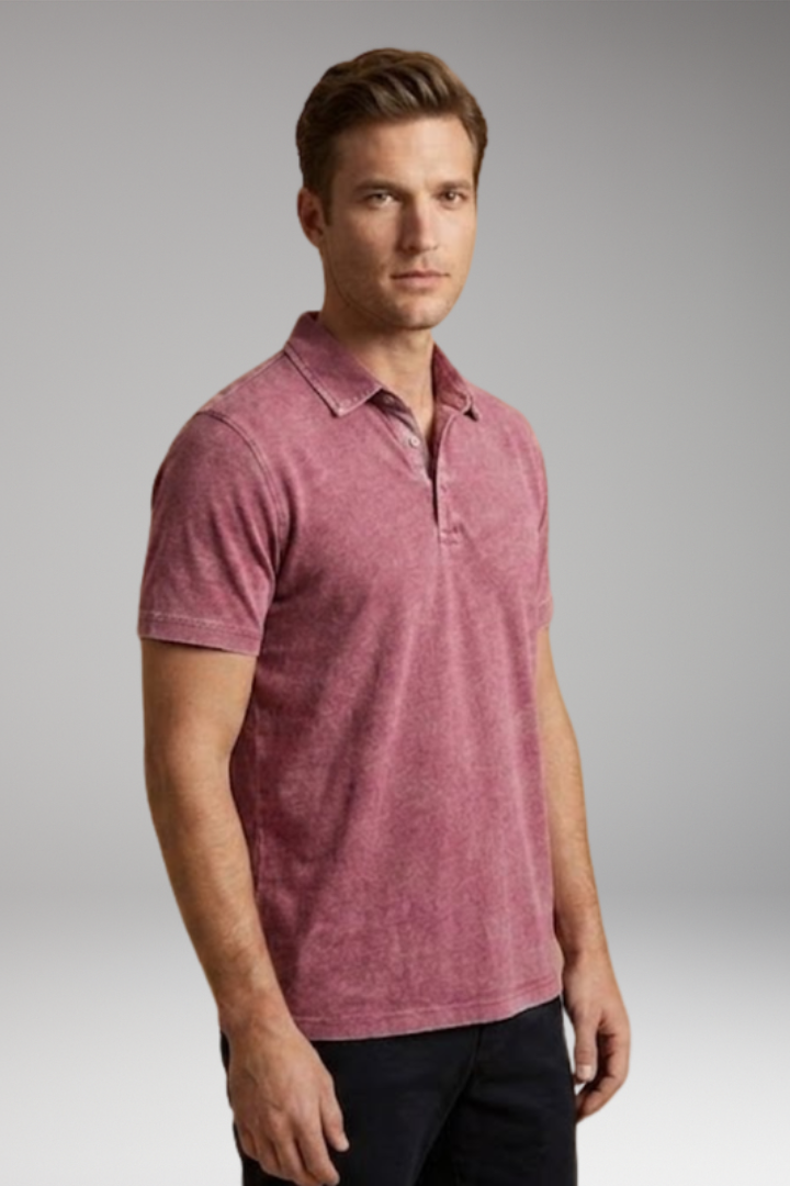 Men's Cotton Polo Shirt with Classic Collar and Button Placket