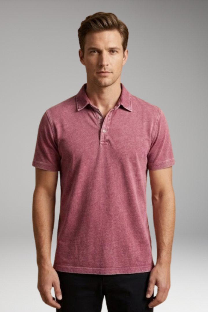 Men's Cotton Polo Shirt with Classic Collar and Button Placket