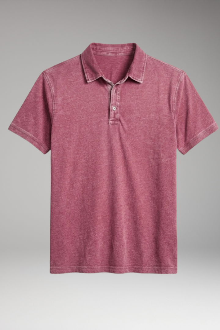 Men's Cotton Polo Shirt with Classic Collar and Button Placket