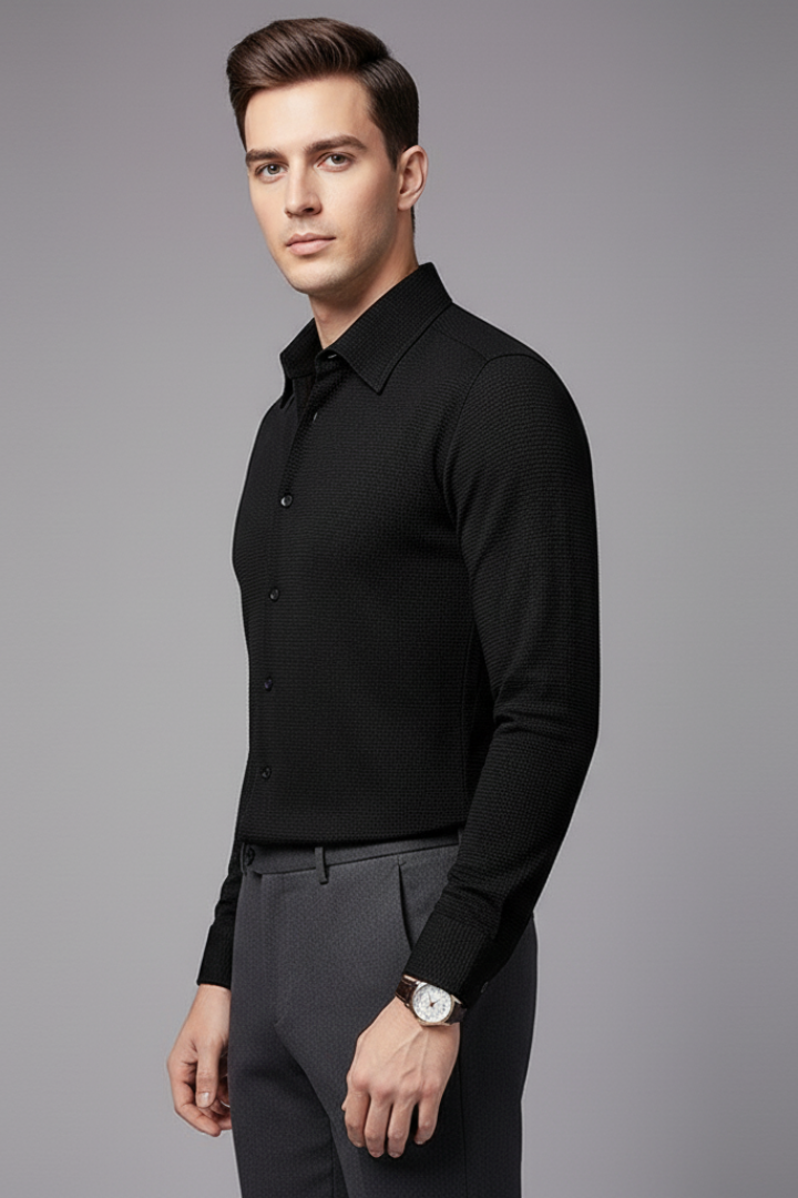 Men’s Shirt with Button Closure and Textured Surface