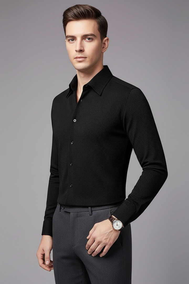 Men’s Shirt with Button Closure and Textured Surface