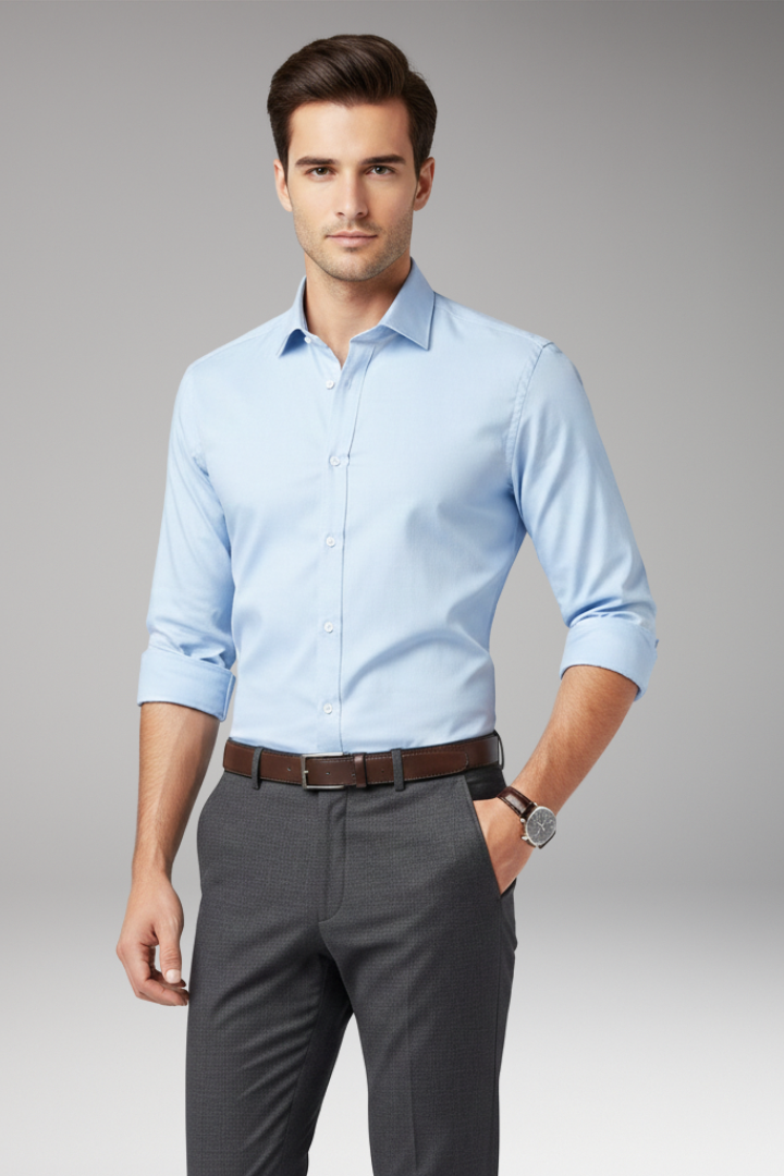 Men’s Dress Shirt with Classic Collar and Button Front