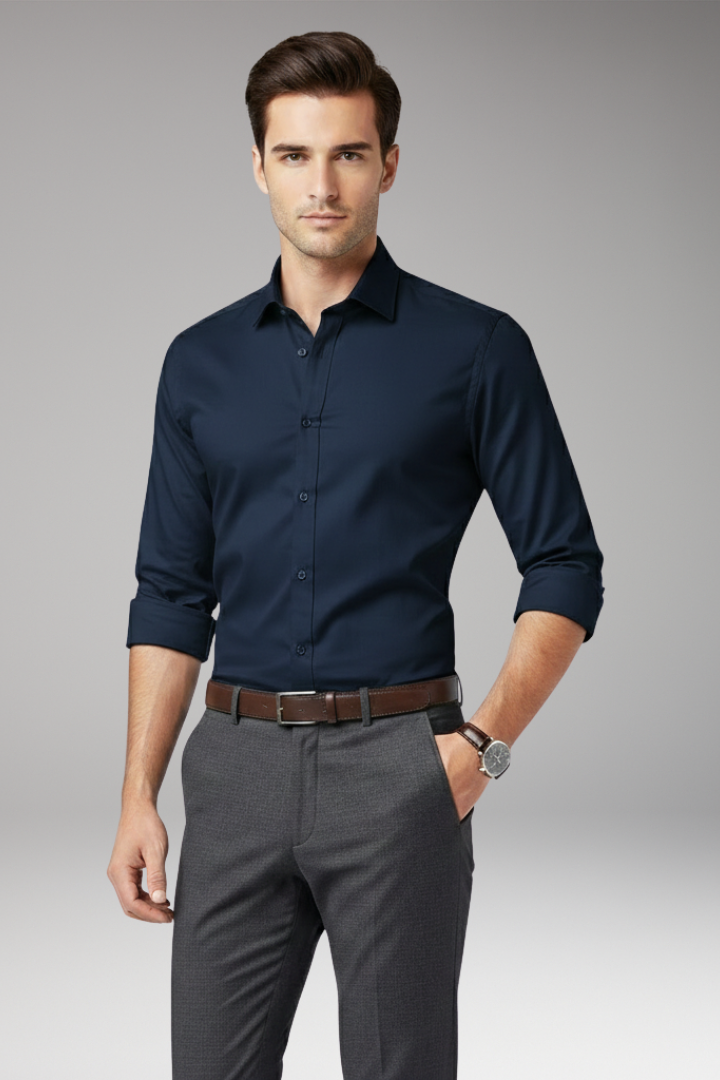 Men’s Dress Shirt with Classic Collar and Button Front