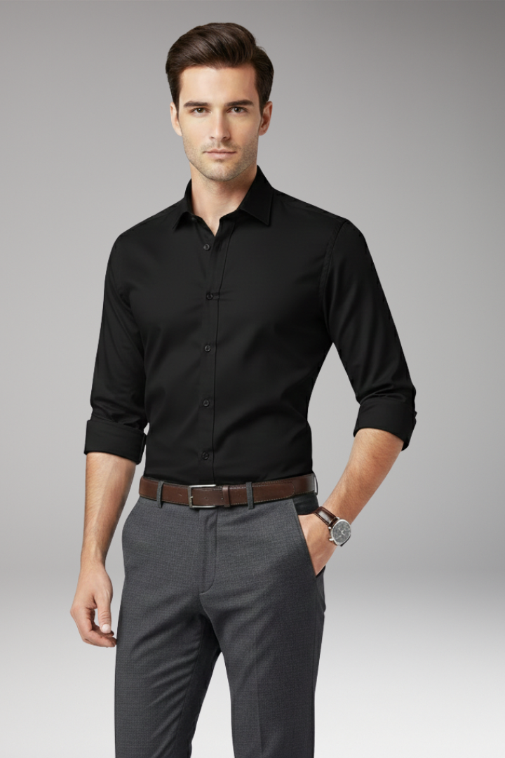 Men’s Dress Shirt with Classic Collar and Button Front
