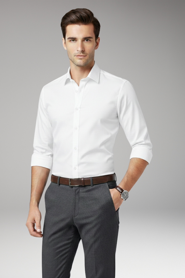 Men’s Dress Shirt with Classic Collar and Button Front