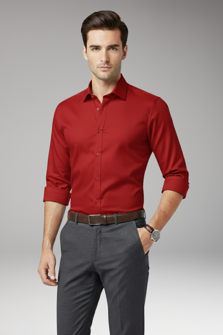 Men’s Dress Shirt with Classic Collar and Button Front