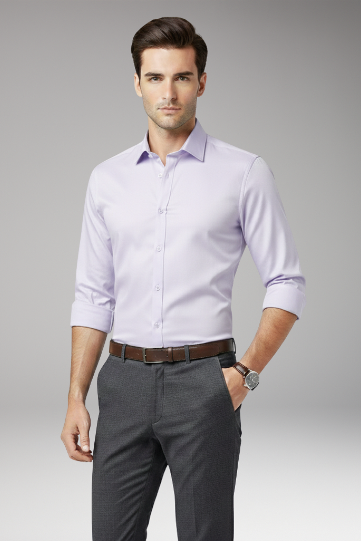 Men’s Dress Shirt with Classic Collar and Button Front