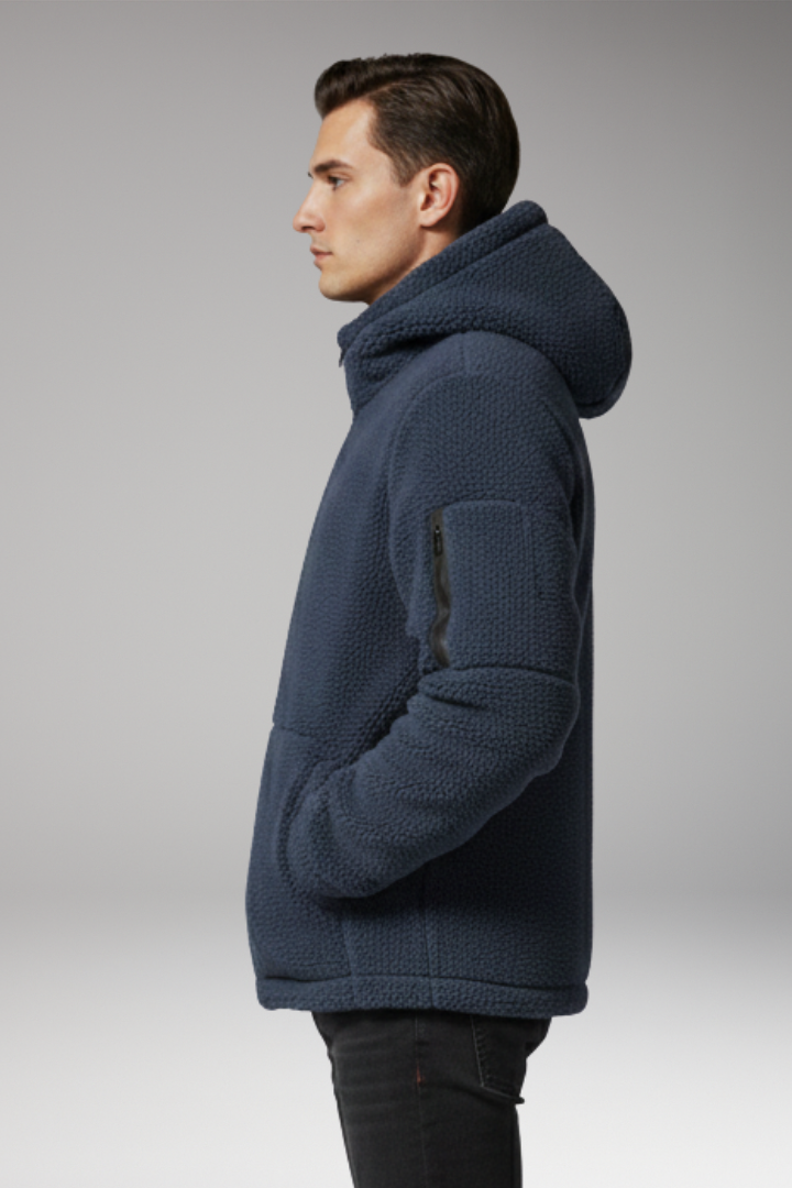 Men’s Fleece Jacket with Hood and Zip Pocket