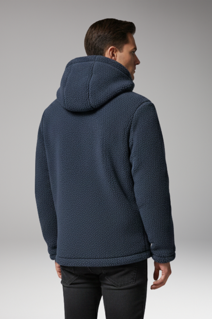 Men’s Fleece Jacket with Hood and Zip Pocket