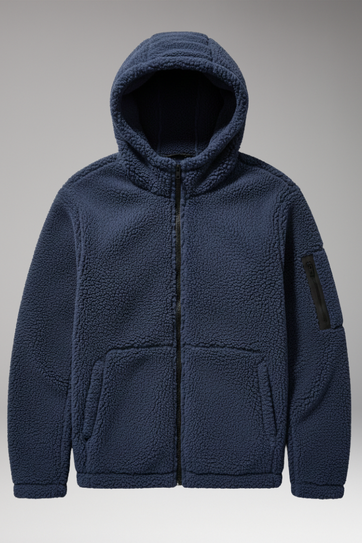 Men’s Fleece Jacket with Hood and Zip Pocket