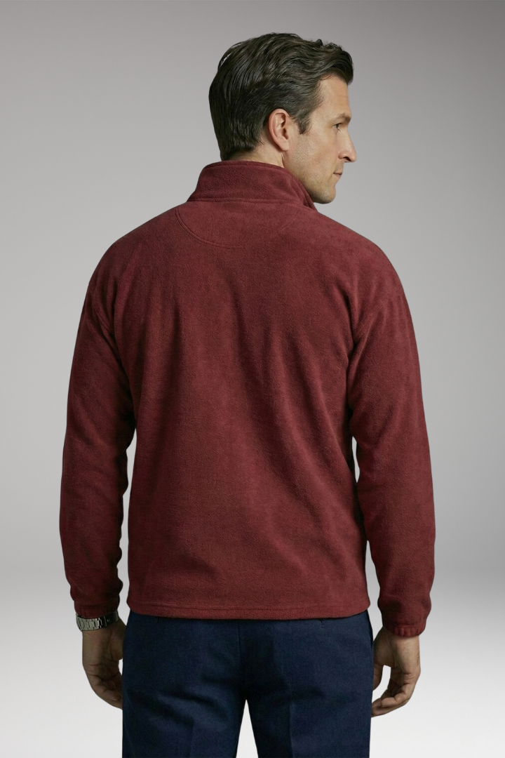 Men’s Fleece Pullover with Stand Collar and Ribbed Cuffs