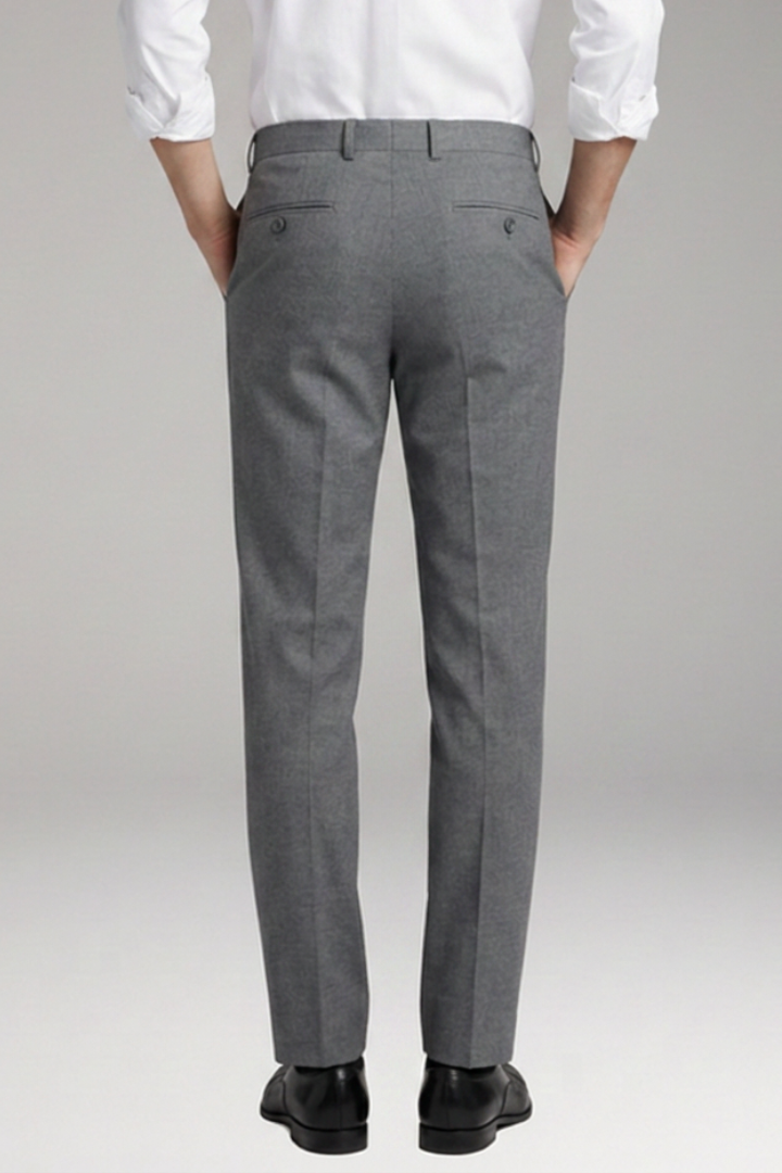 Men’s Formal Straight-Leg Trousers with Button Closure