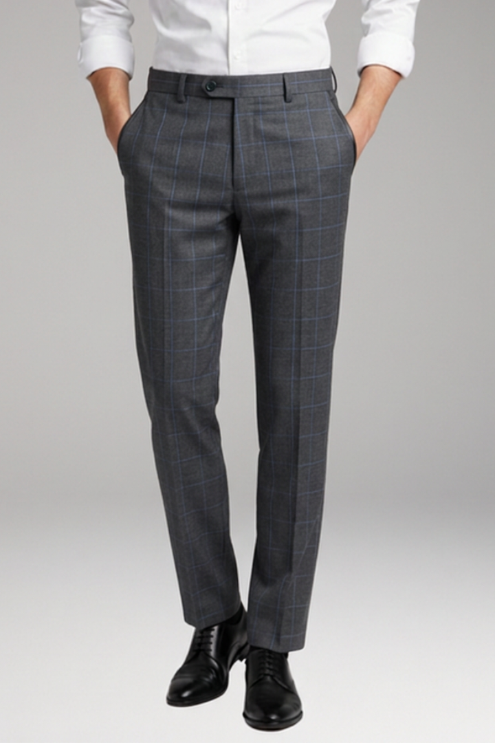 Men’s Formal Straight-Leg Trousers with Button Closure