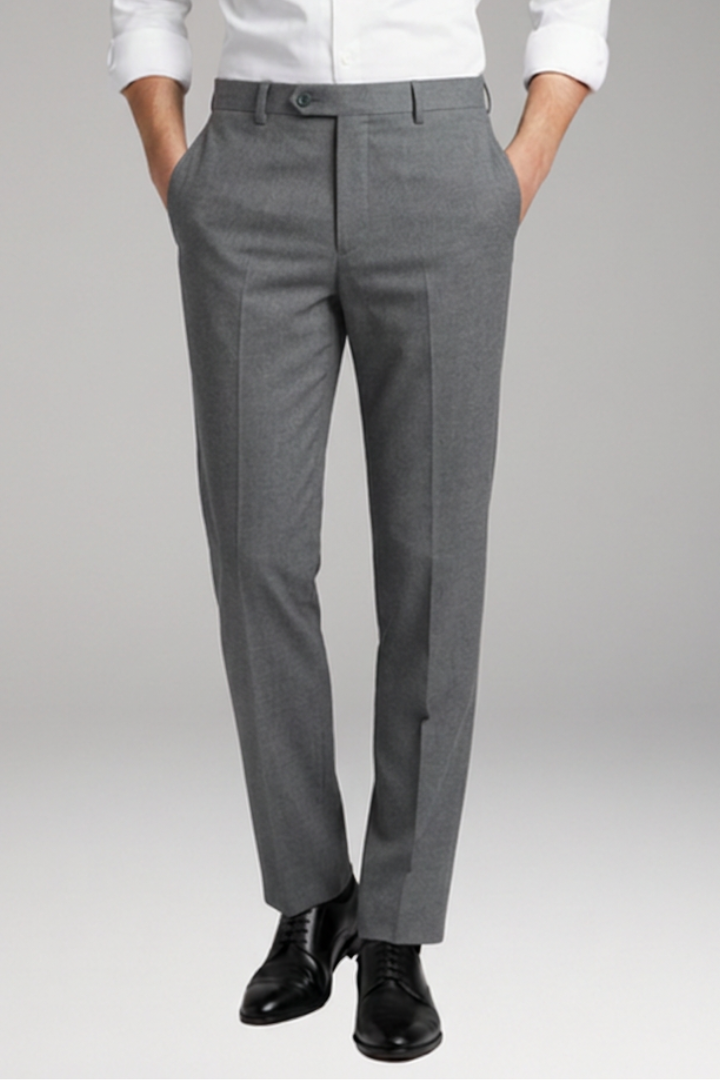 Men’s Formal Straight-Leg Trousers with Button Closure