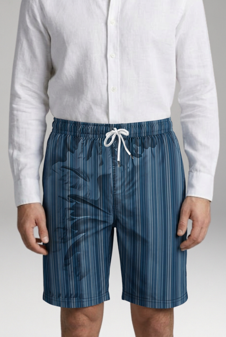 Men's Geometric Checkered Drawstring Shorts with Side Pockets