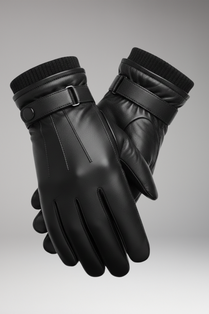 Men’s Gloves with Adjustable Strap and Ribbed Cuff