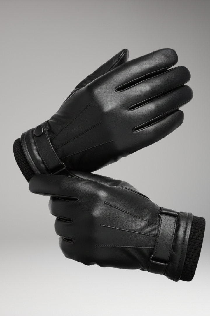 Men’s Gloves with Adjustable Strap and Ribbed Cuff