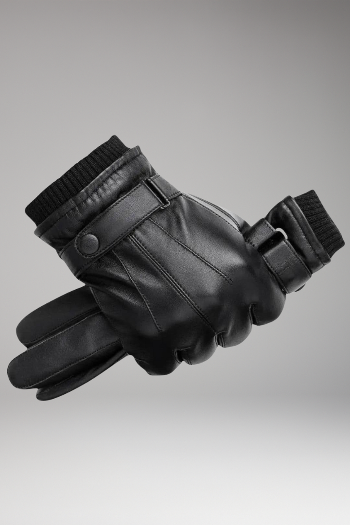 Men’s Gloves with Adjustable Strap and Ribbed Cuff