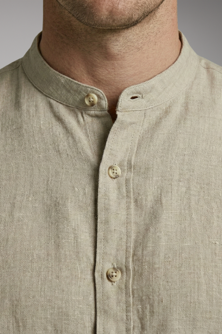 Men's Henley Shirt with Long Sleeves and Button Placket