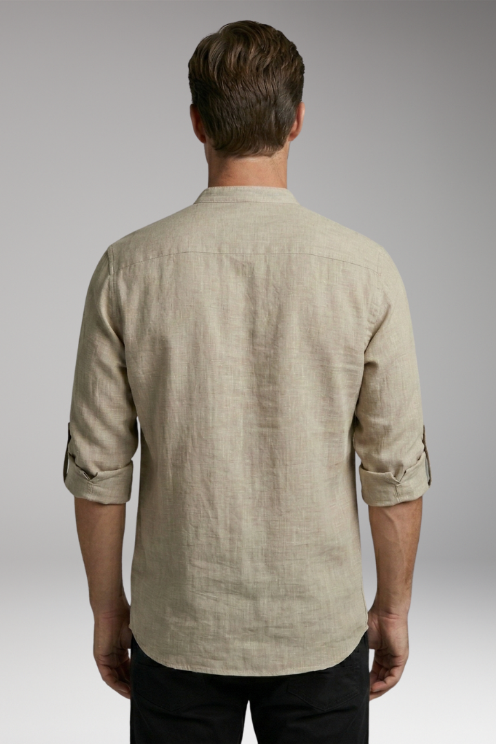 Men's Henley Shirt with Long Sleeves and Button Placket