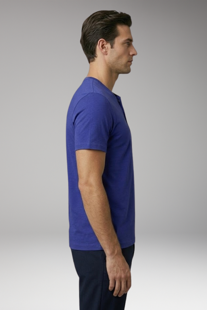 Men’s Henley T-Shirt with Buttoned V-Neck