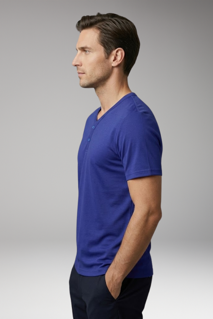 Men’s Henley T-Shirt with Buttoned V-Neck