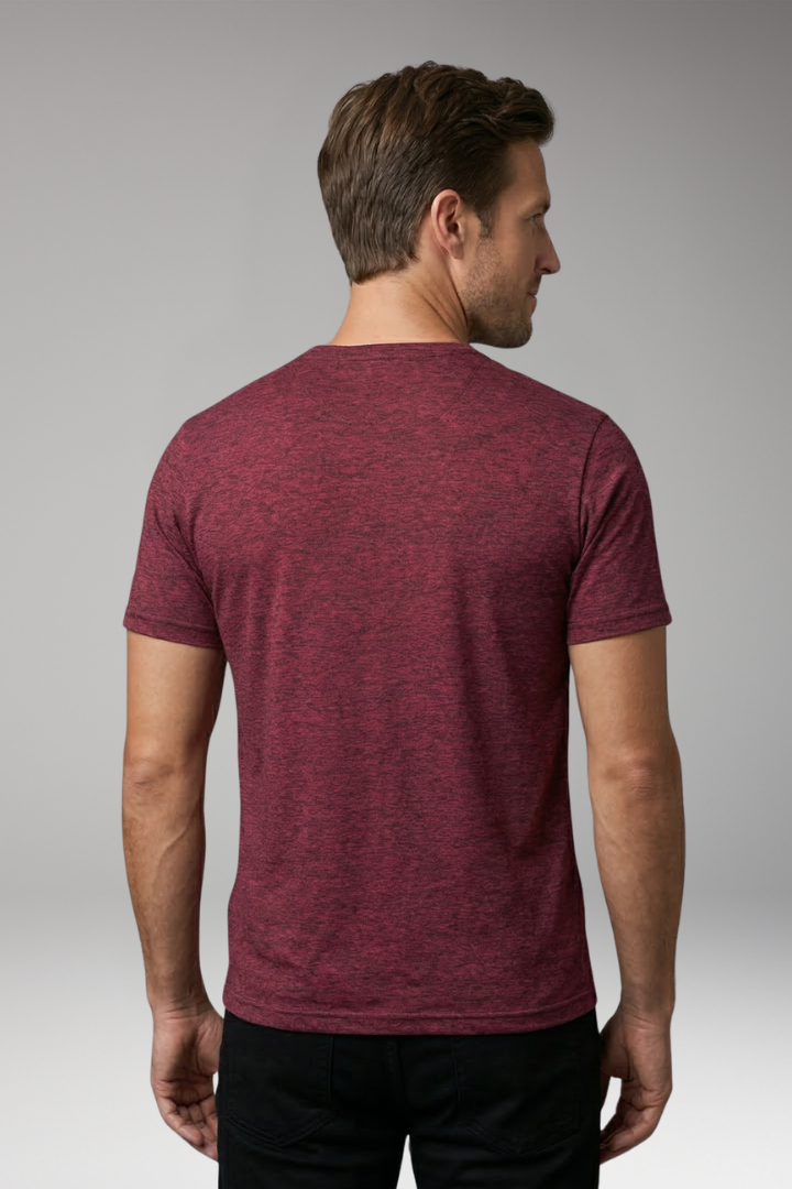Men's Henley T-Shirt with Button Placket and Short Sleeves