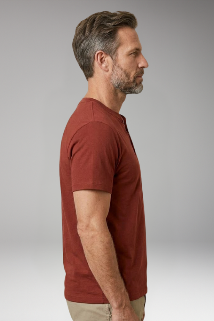Men's T-Shirt with Henley Neck and Chest Pocket