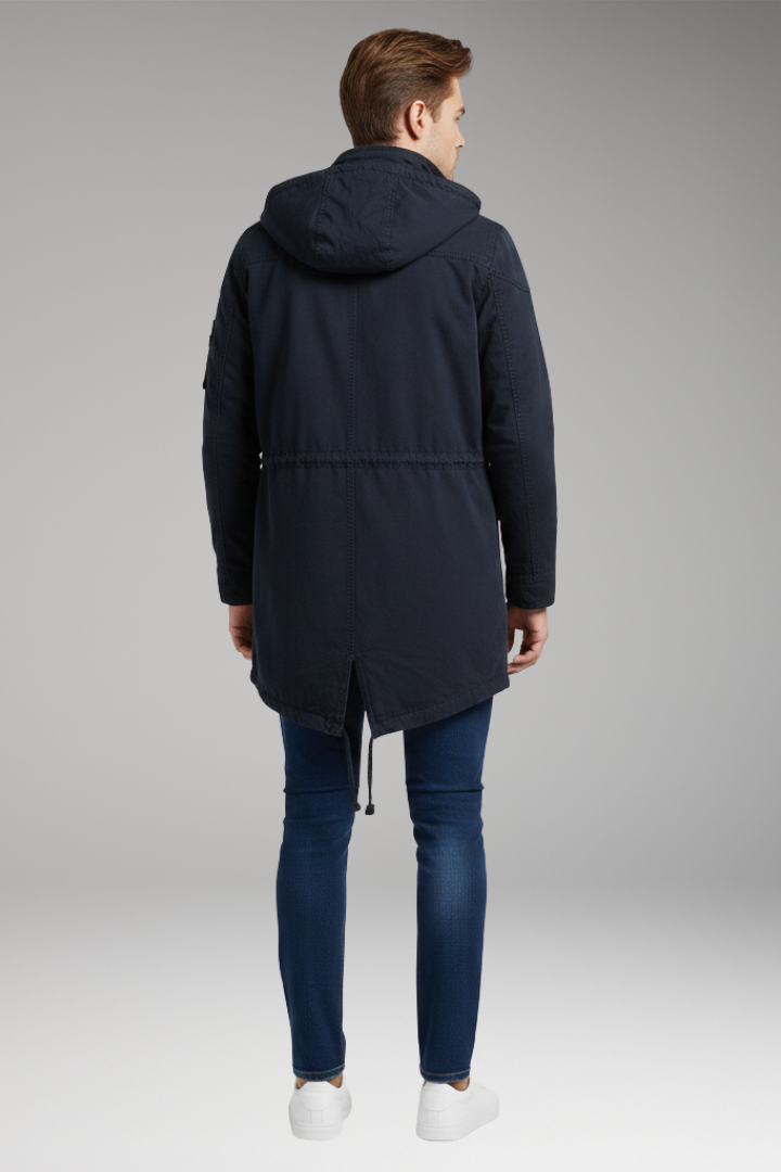 Men’s Hooded Jacket with Drawstring Waist and Front Pockets