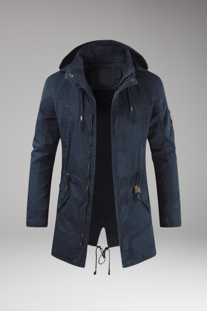 Men’s Hooded Jacket with Drawstring Waist and Front Pockets