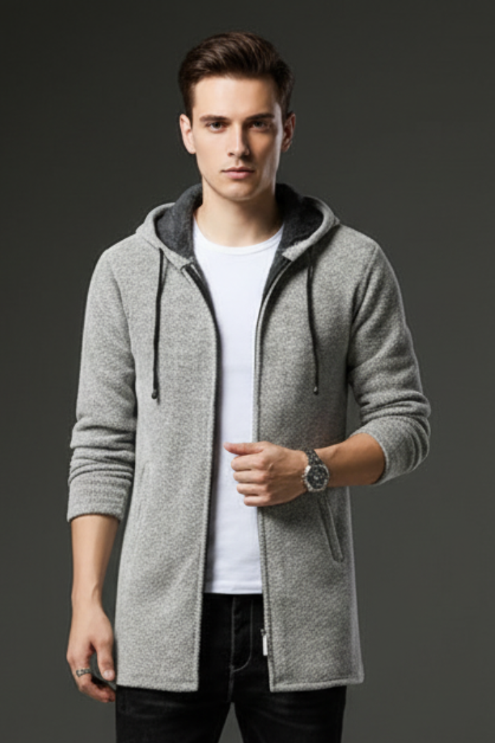 Men’s Hooded Jacket with Lined Interior and Full Zip