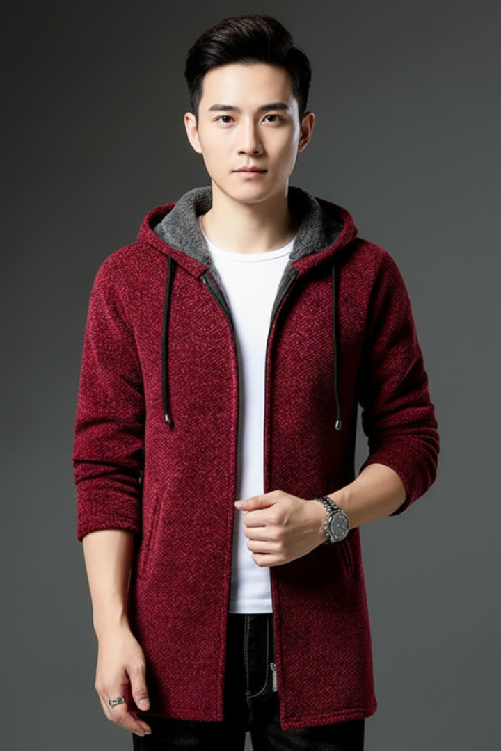 Men’s Hooded Jacket with Lined Interior and Full Zip