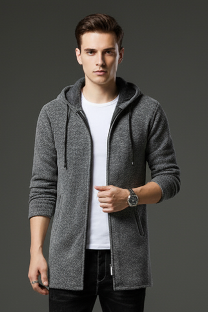 Men’s Hooded Jacket with Lined Interior and Full Zip