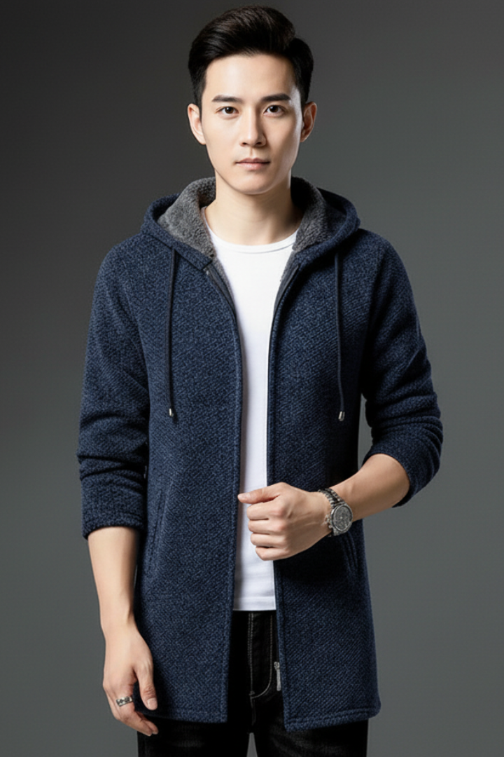 Men’s Hooded Jacket with Lined Interior and Full Zip