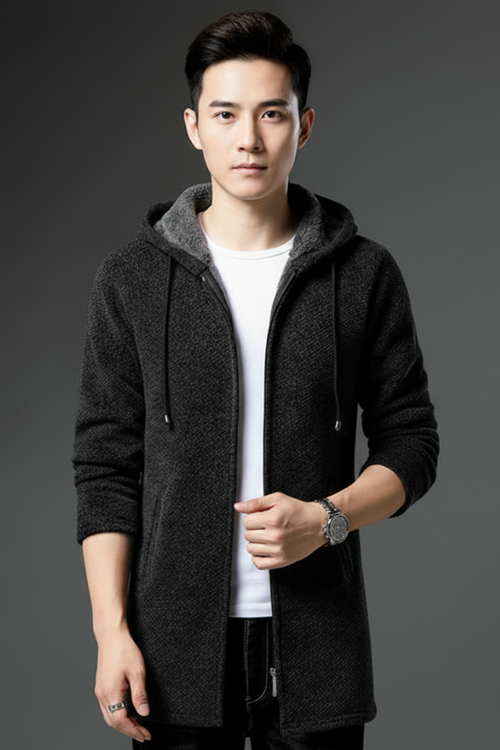 Men’s Hooded Jacket with Lined Interior and Full Zip