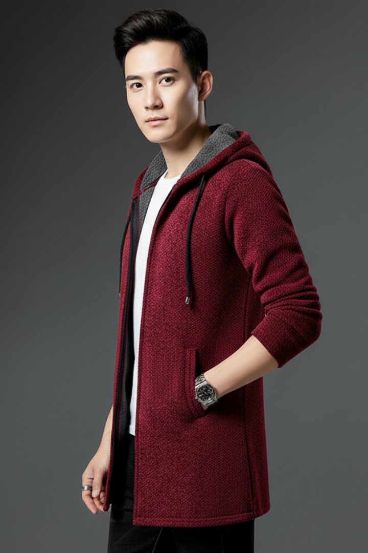 Men’s Hooded Jacket with Lined Interior and Full Zip