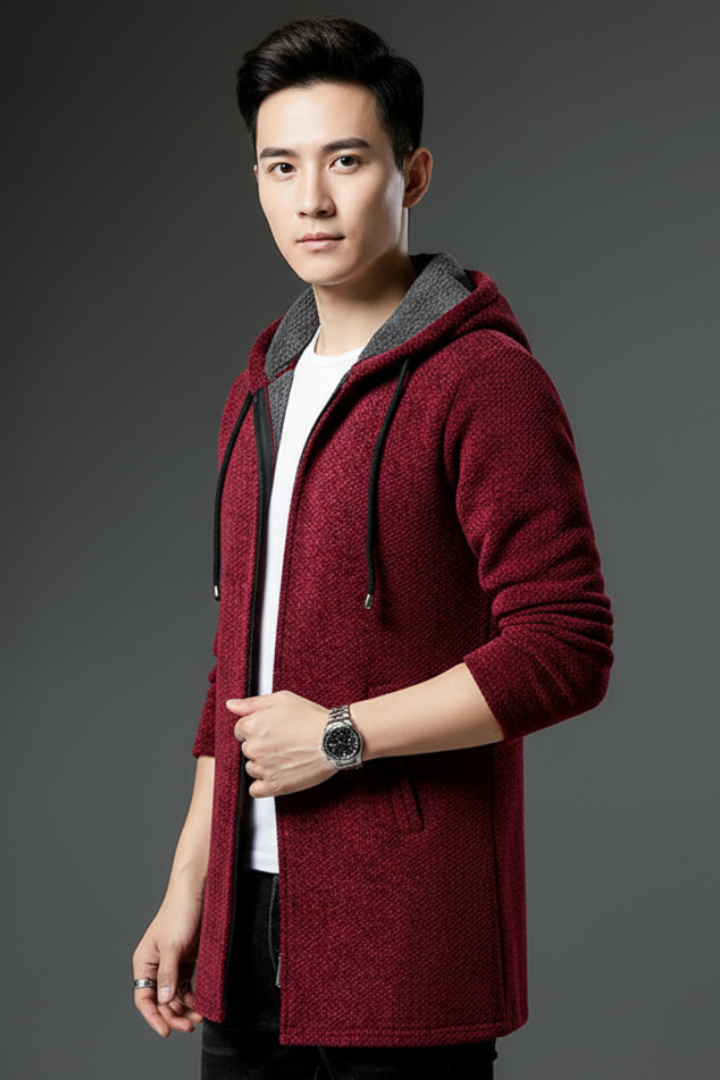 Men’s Hooded Jacket with Lined Interior and Full Zip