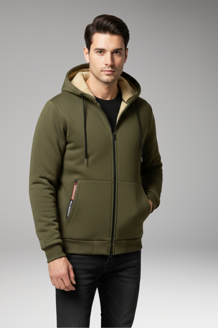 Men’s Hooded Jacket with Zip Fastening and Front Pockets