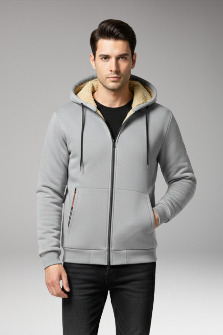Men’s Hooded Jacket with Zip Fastening and Front Pockets