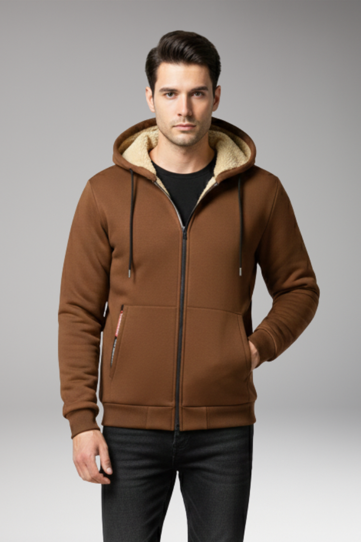 Men’s Hooded Jacket with Zip Fastening and Front Pockets
