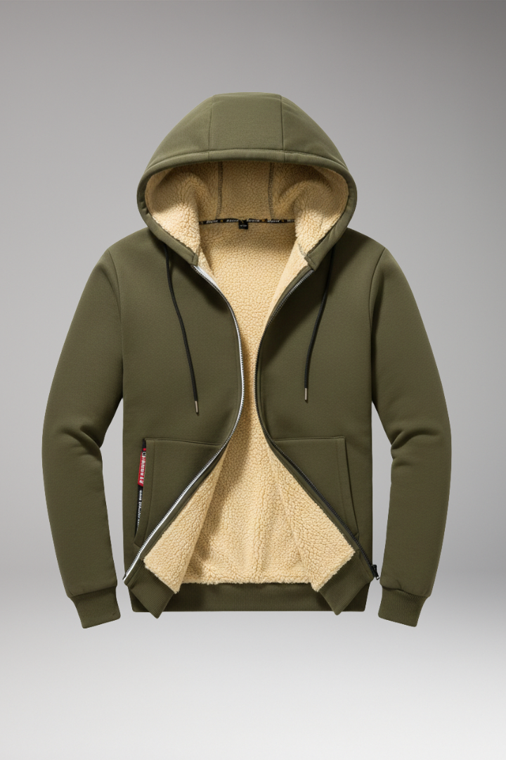Men’s Hooded Jacket with Zip Fastening and Front Pockets