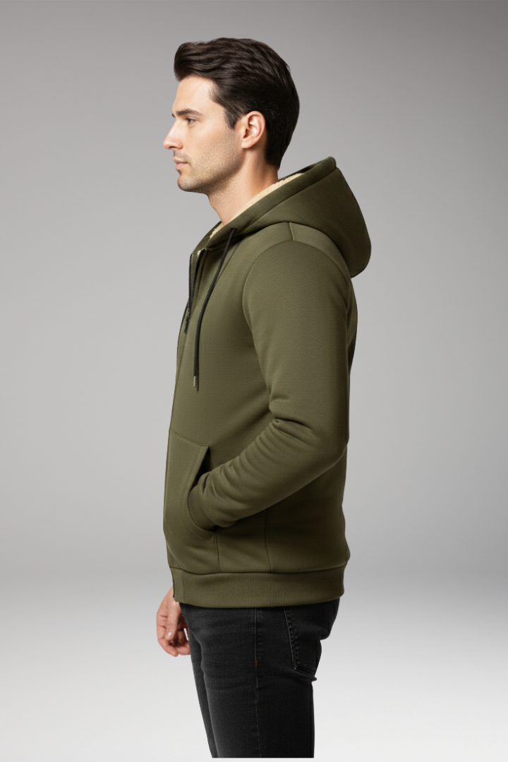 Men’s Hooded Jacket with Zip Fastening and Front Pockets