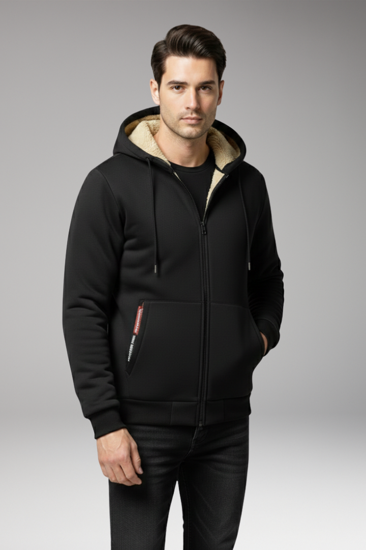 Men’s Hooded Jacket with Zip Fastening and Front Pockets
