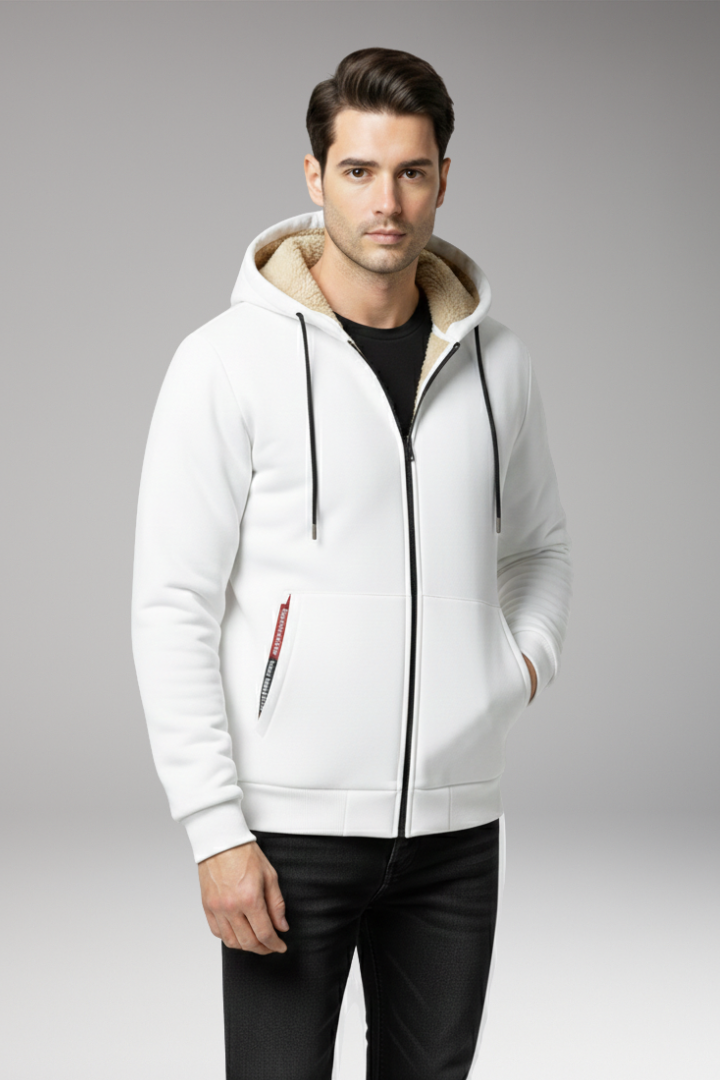 Men’s Hooded Jacket with Zip Fastening and Front Pockets