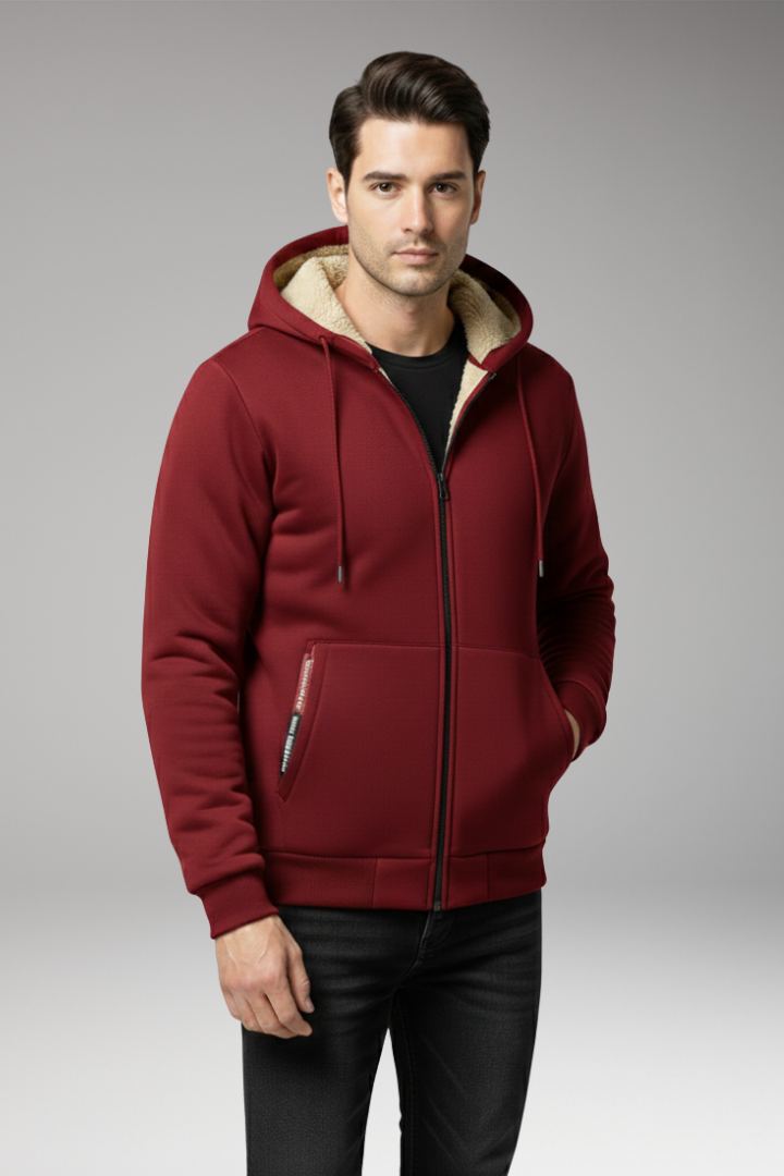 Men’s Hooded Jacket with Zip Fastening and Front Pockets