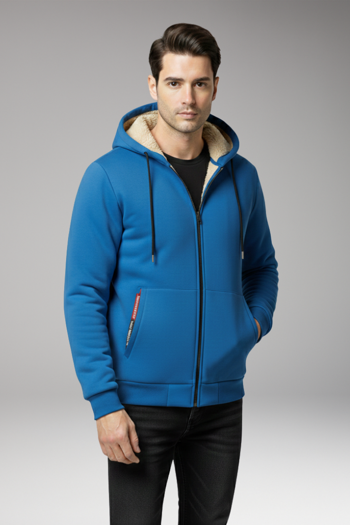 Men’s Hooded Jacket with Zip Fastening and Front Pockets