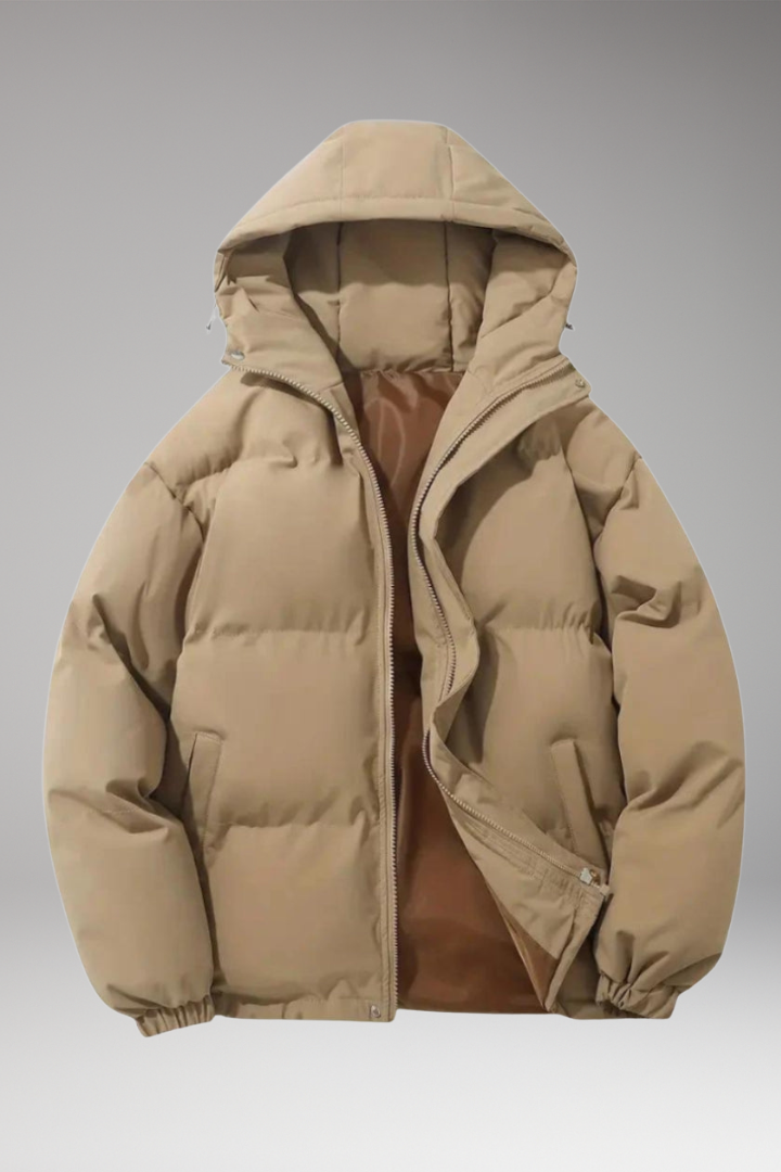 Men’s Hooded Jacket with Zip Front and Welt Pockets