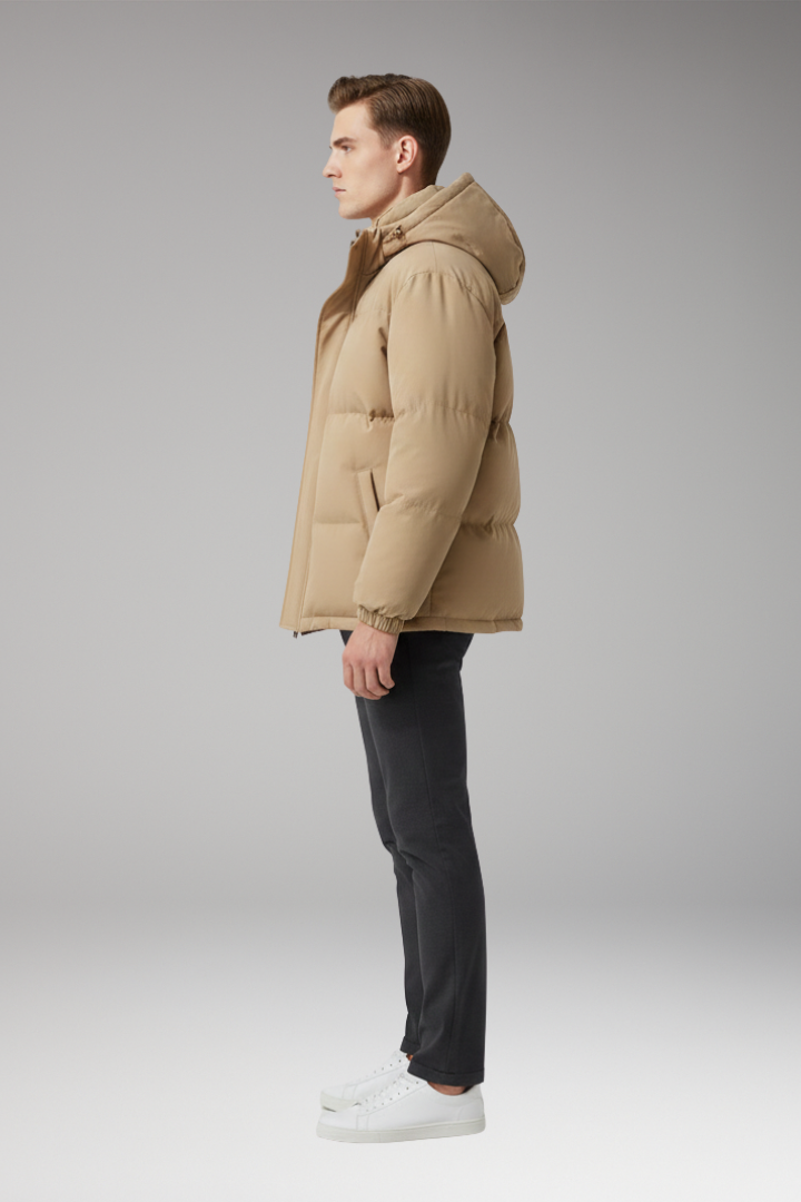Men’s Hooded Jacket with Zip Front and Welt Pockets